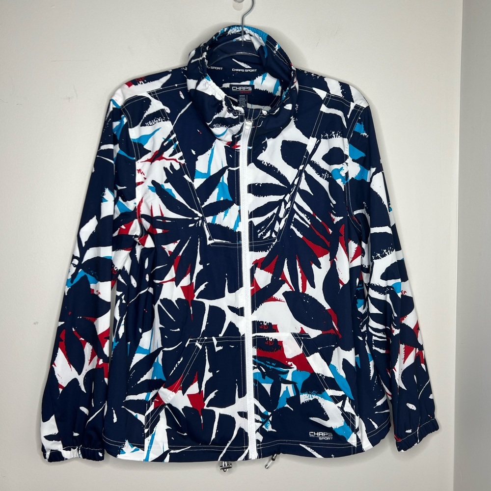 CHAPS sport - activewear/windbreaker jacket. Mock neck. Zip up. Red/white/blue. - Picture 1 of 9